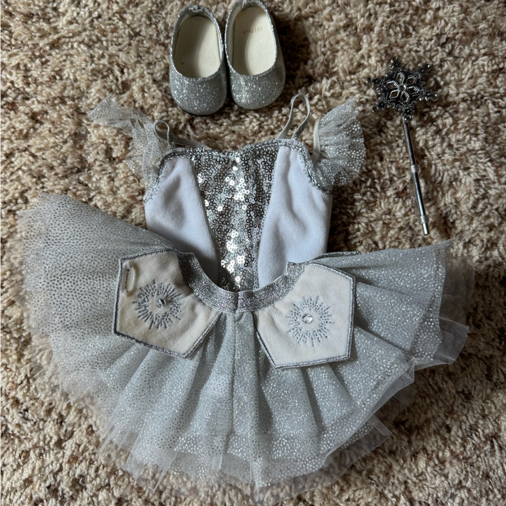 American Girl Silver Sequin Tutu Dress with Shoes